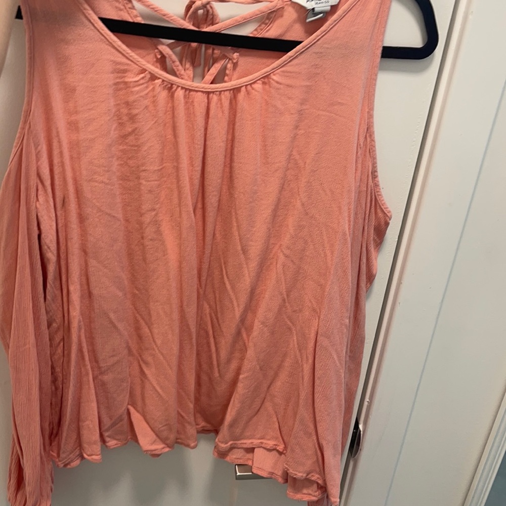 Pink off the shoulder long sleeve blouse